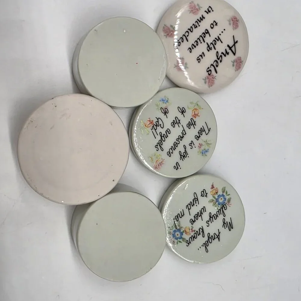 Ceramic Angel Themed Trinket Boxes With Inspirational Quotes Round 1.5